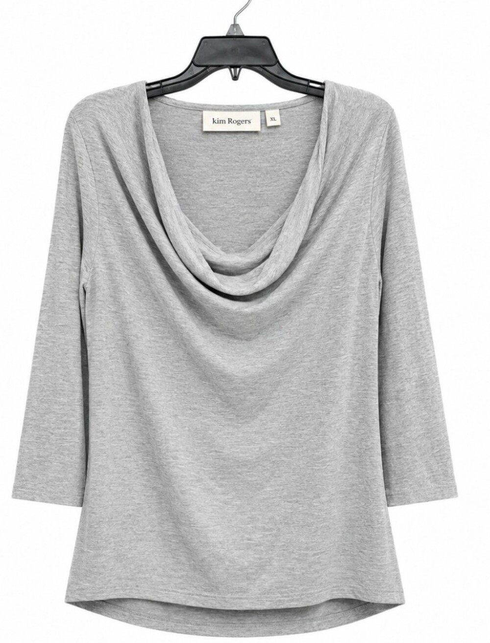 Kim Rogers Heather Gray Cowl Neck Top